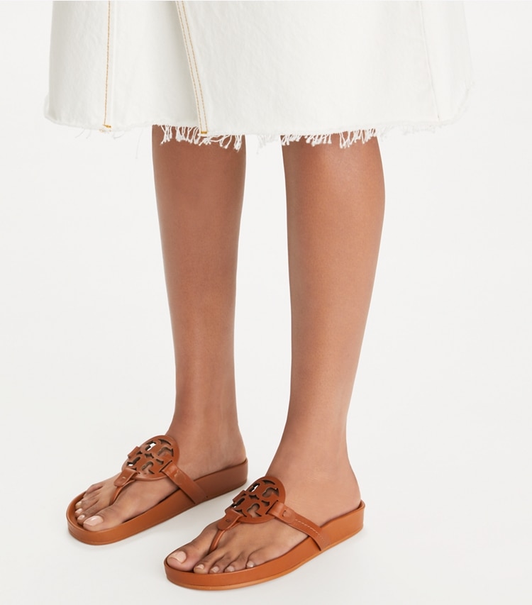 Tory Burch designer sandals Miller Cloud Sandal in BOURBON MIELE / BOURBON MIELE accessory on model