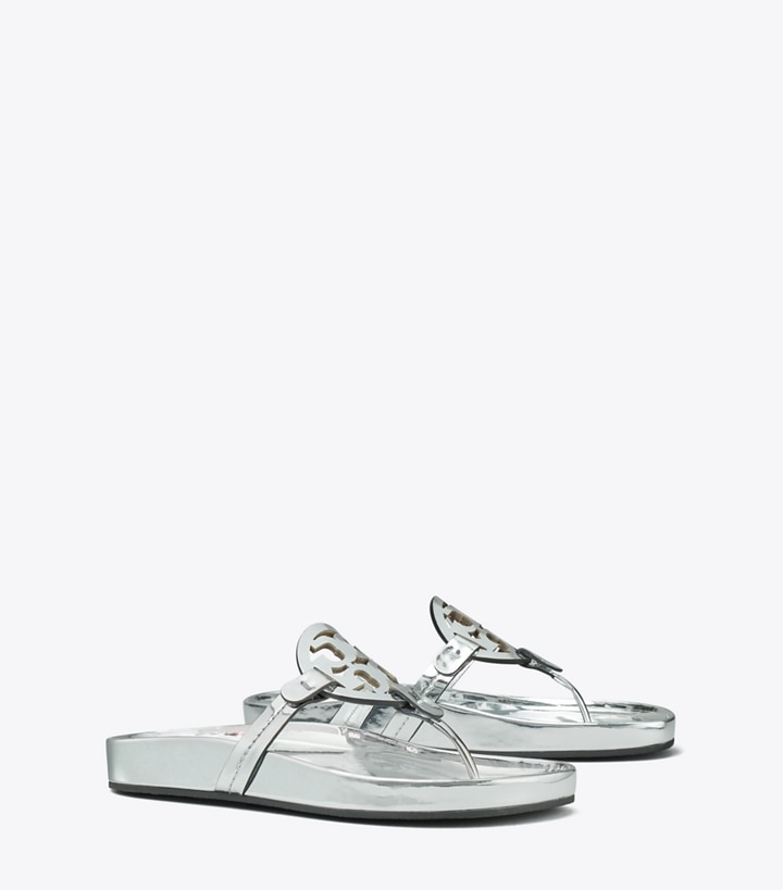 Tory Burch designer sandals Miller Cloud Sandal in ARGENTO angle