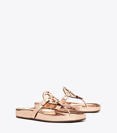 Tory Burch designer sandals Miller Cloud Sandal in ROSE GOLD angle
