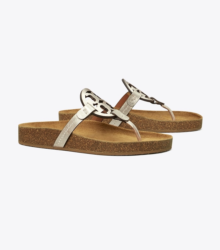 Tory Burch designer sandals Miller Cloud Sandal in Spark Gold / Natural angle