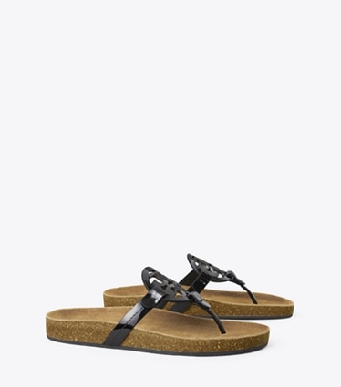 Tory Burch designer sandals Miller Cloud Sandal in PERFECT BLACK / Natural angle