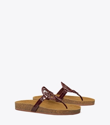 Tory Burch designer sandals Miller Cloud Sandal in PLUM / Natural angle