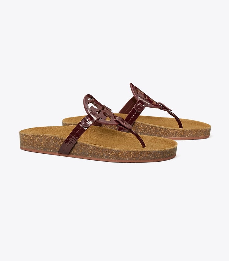 Tory Burch designer sandals Miller Cloud Sandal in PLUM / Natural angle