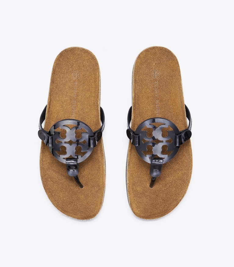 Tory Burch designer sandals Miller Cloud Sandal in PERFECT BLACK / Natural angle
