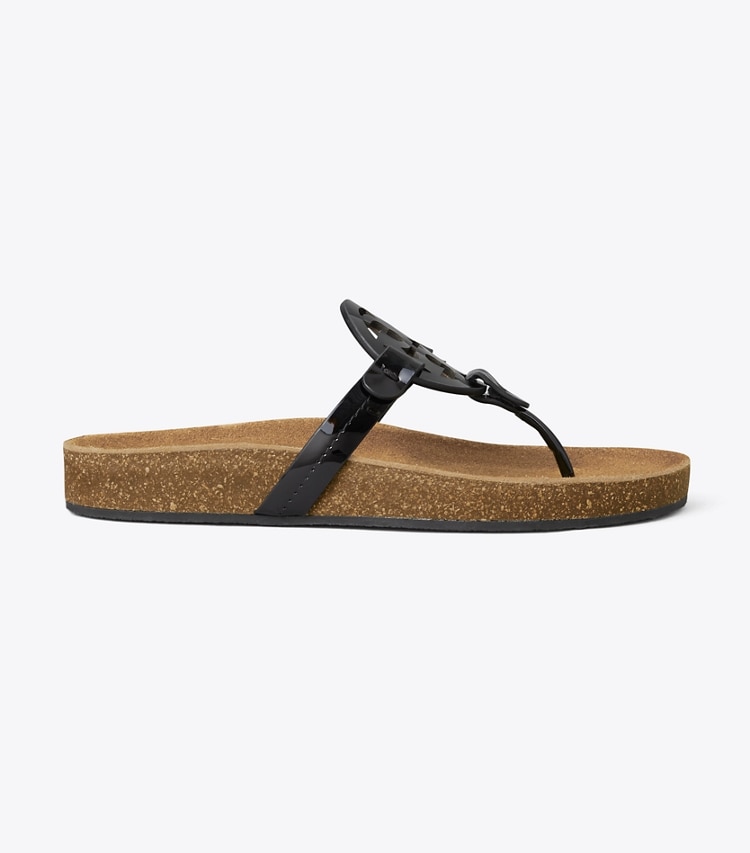 Tory Burch designer sandals Miller Cloud Sandal in PERFECT BLACK / Natural side