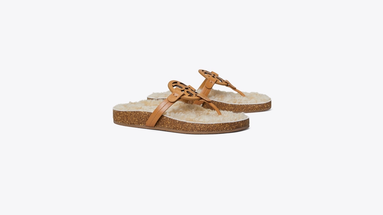 Tory burch miller sales shearling leather sandal