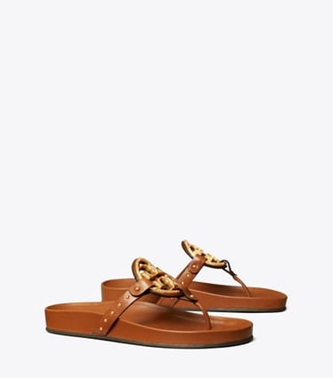 Tory Burch designer sandals Miller Cloud Vintage Plaque in BOURBON MIELE/ BOURBON MIELE angle