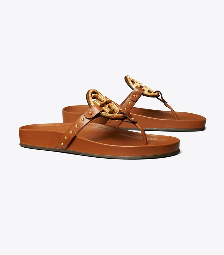 Tory Burch designer sandals Miller Cloud Vintage Plaque in BOURBON MIELE/ BOURBON MIELE angle