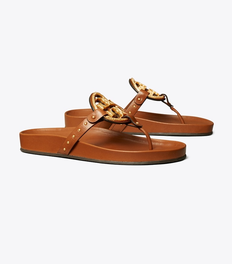 Tory Burch designer sandals Miller Cloud Vintage Plaque in BOURBON MIELE/ BOURBON MIELE angle