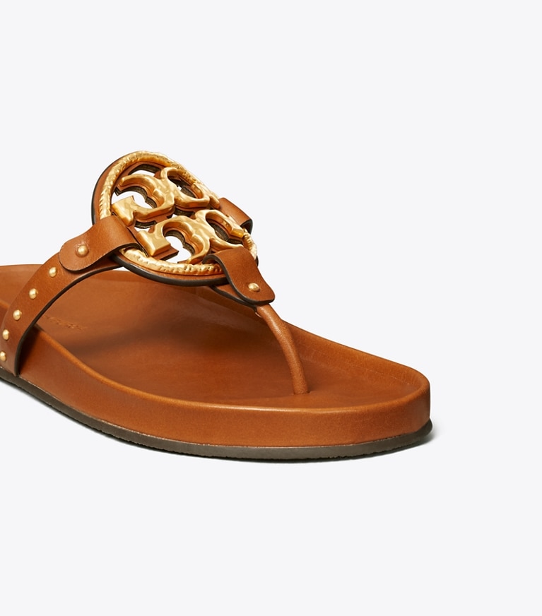 Tory Burch designer sandals Miller Cloud Vintage Plaque in BOURBON MIELE/ BOURBON MIELE angle