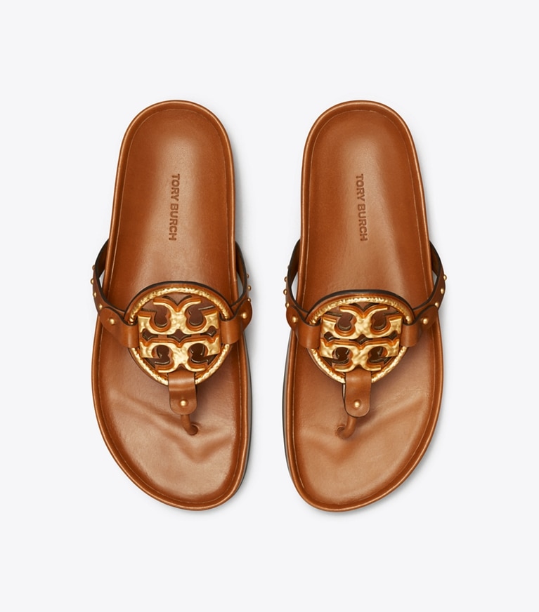 Tory Burch designer sandals Miller Cloud Vintage Plaque in BOURBON MIELE/ BOURBON MIELE angle