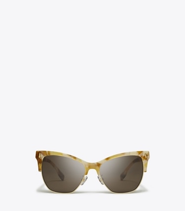 Tory Burch designer sonnenbrillen & brillen Miller Clubmaster Sonnenbrille in TORY HORN/DARK BROWN front
