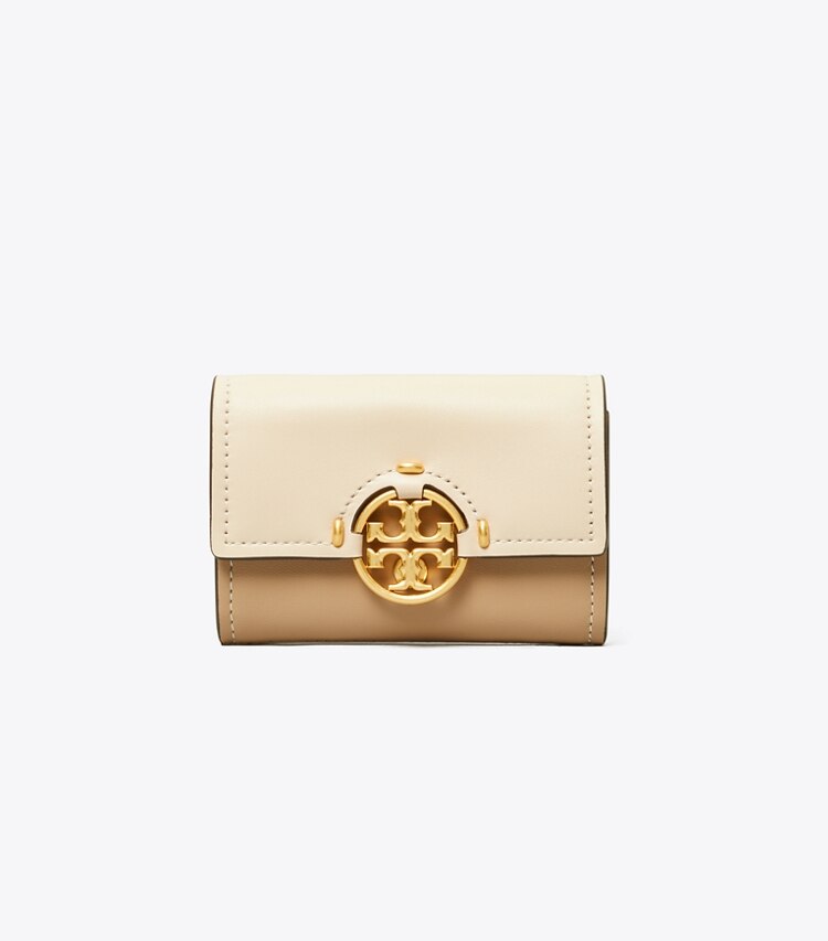 Tory Burch designer wallets Miller Color-Block Mini Wallet in BRIE / ALMOND FLOUR front