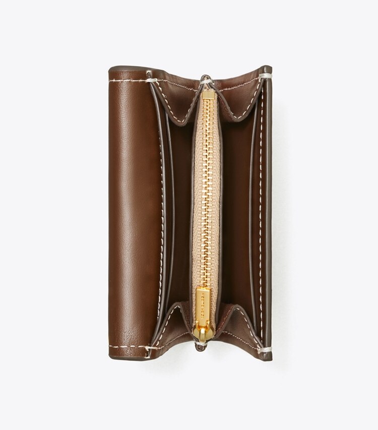 Tory Burch designer wallets Miller Color-Block Mini Wallet in BRIE / ALMOND FLOUR overhead