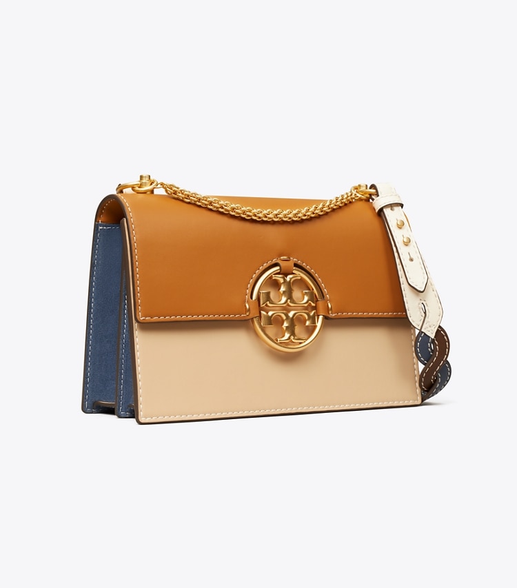 Tory Burch designer shoulder bags Miller Color-Block Shoulder Bag in CARAMEL CORN / DROMEDARY angle