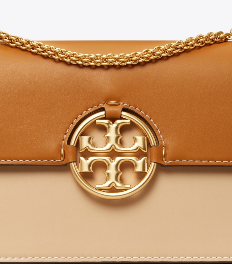 Tory Burch designer shoulder bags Miller Color-Block Shoulder Bag in CARAMEL CORN / DROMEDARY detail