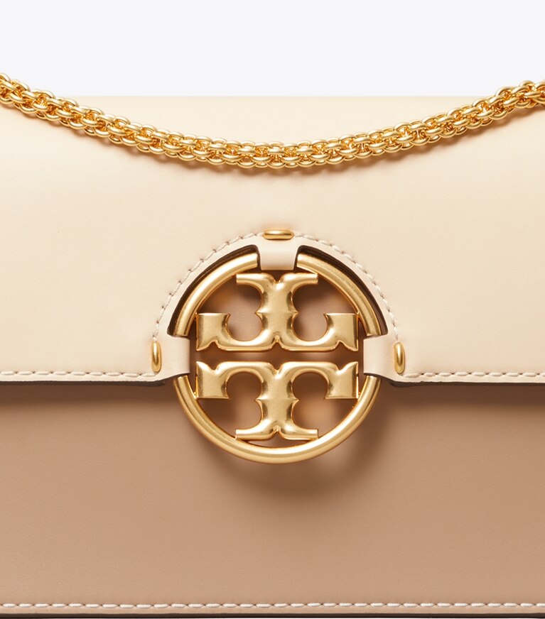 Tory Burch designer shoulder bags Miller Color-Block Shoulder Bag in BRIE / ALMOND FLOUR angle