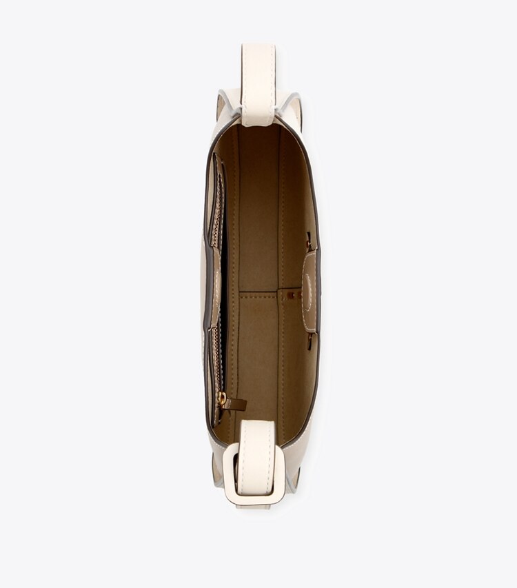 Tory Burch designer hobo bags Miller Color-Block Small Classic Shoulder Bag in BRIE / ALMOND FLOUR overhead
