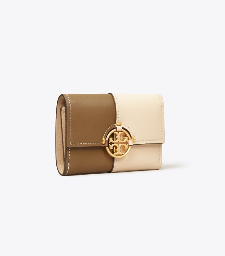 Tory Burch designer wallets Miller Colorblock Medium Flap Wallet in TOASTED SESAME / BRIE angle