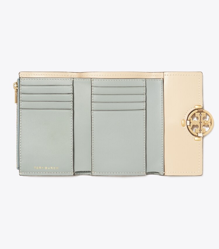 Tory Burch designer wallets Miller Colorblock Medium Flap Wallet in TOASTED SESAME / BRIE overhead