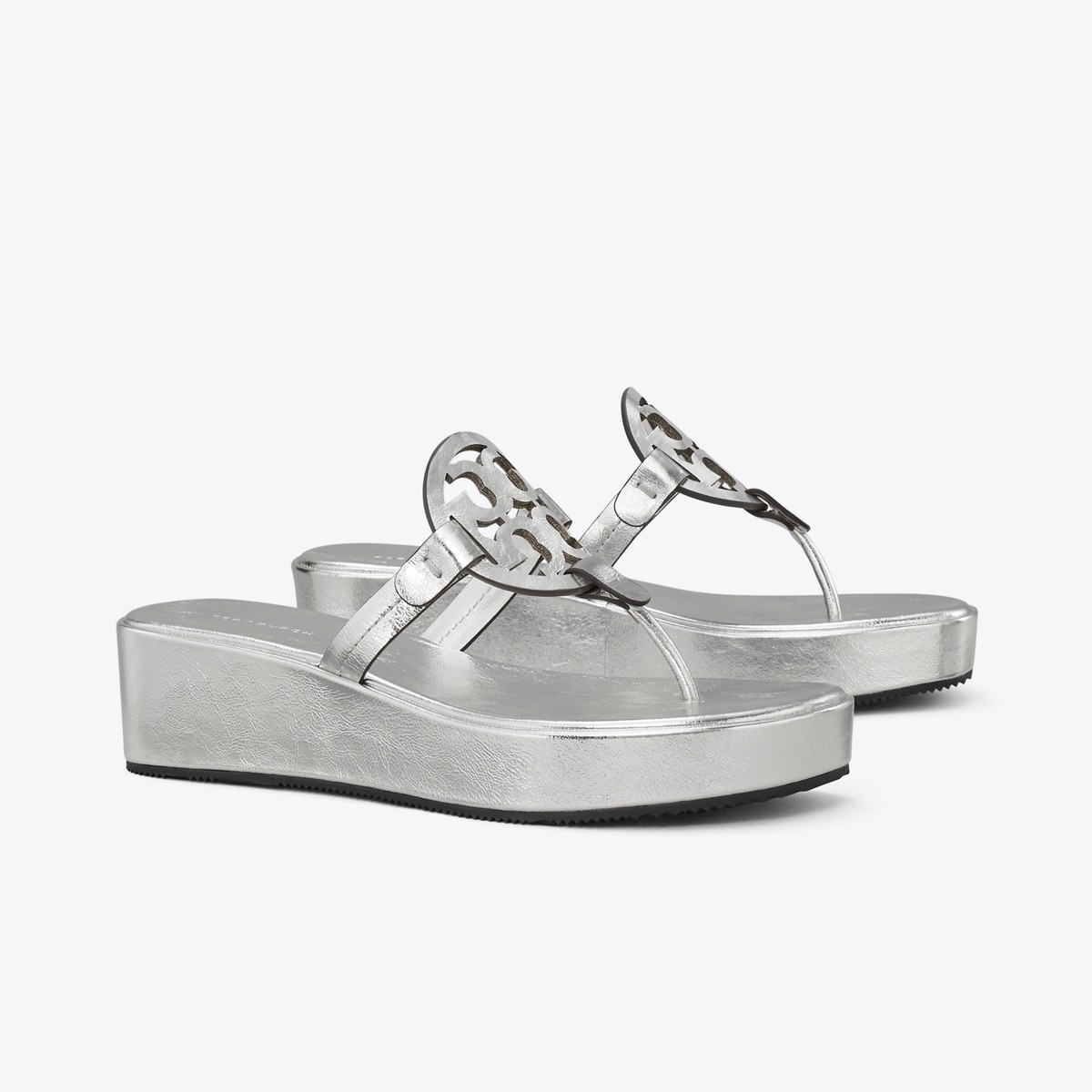 Miller Crinkled Metallic Wedge Sandal: Women's Designer Sandals