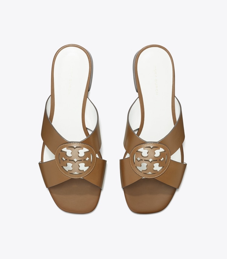 Tory Burch designer sandals Miller Crisscross Sandal in ALMOND OATS overhead