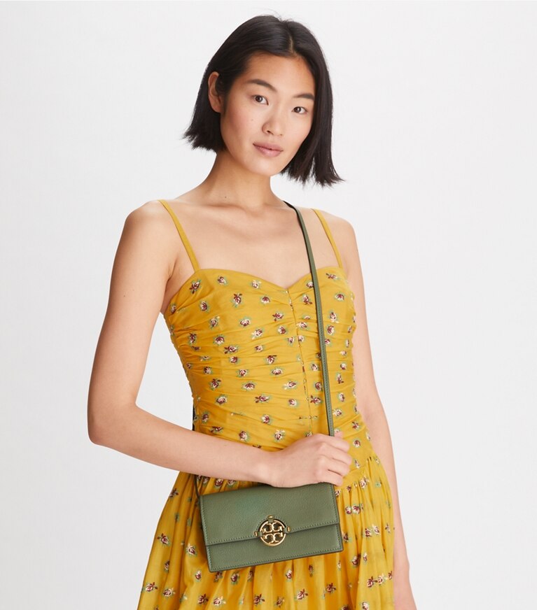 Tory Burch designer kleine taschen Miller Crossbody-Geldbörse in PALM LEAF angle