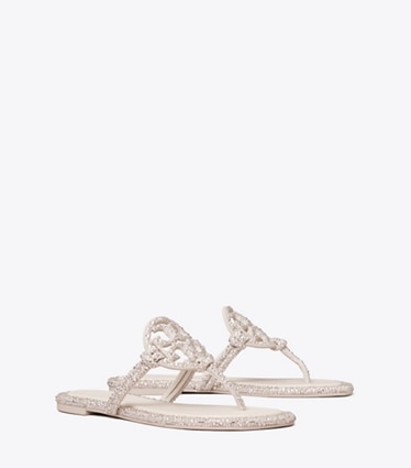 Tory Burch designer sandals Miller Crystal Knotted Sandal in PEARL angle