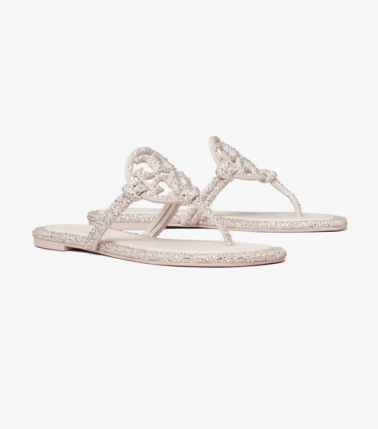 Tory Burch designer sandals Miller Crystal Knotted Sandal in PEARL angle