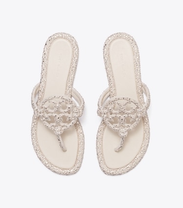 Tory Burch designer sandals Miller Crystal Knotted Sandal in PEARL overhead