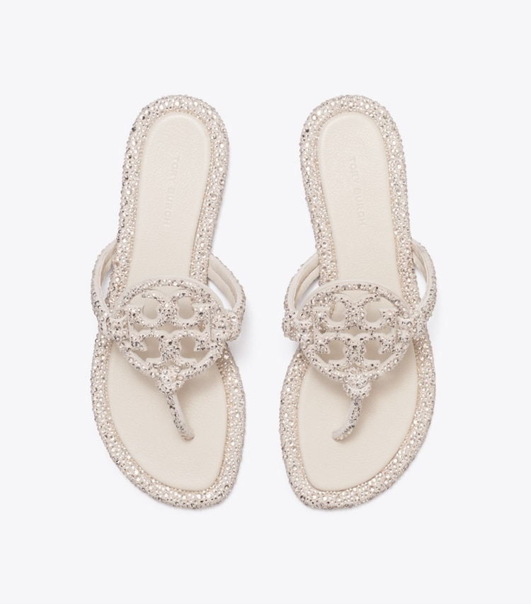 Tory Burch designer sandals Miller Crystal Knotted Sandal in PEARL overhead