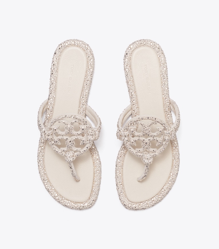 Tory Burch designer sandals Miller Crystal Knotted Sandal in PEARL overhead