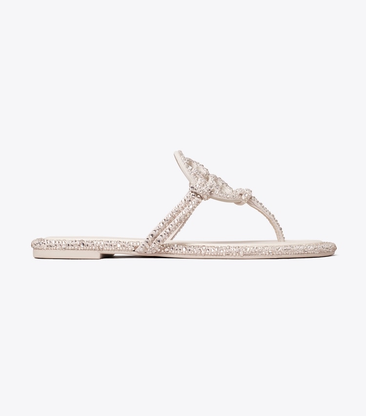 Tory Burch designer sandals Miller Crystal Knotted Sandal in PEARL side