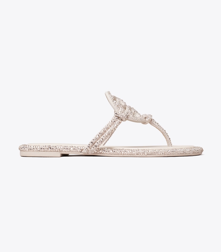 Tory Burch designer sandals Miller Crystal Knotted Sandal in PEARL side