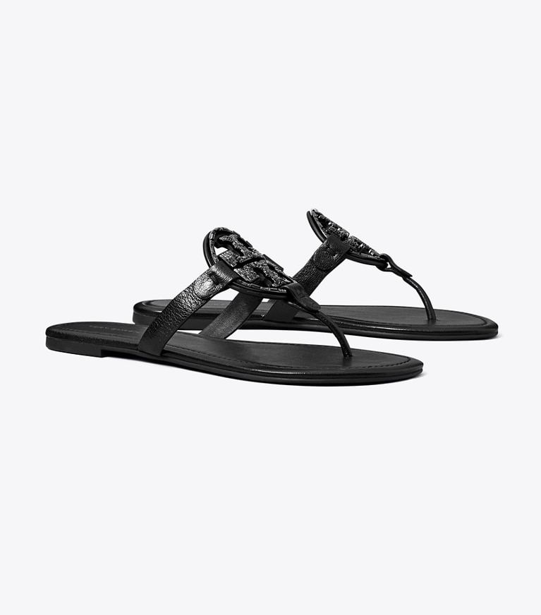 Tory Burch designer sandals Miller Deco Sandal in PERFECT BLACK angle