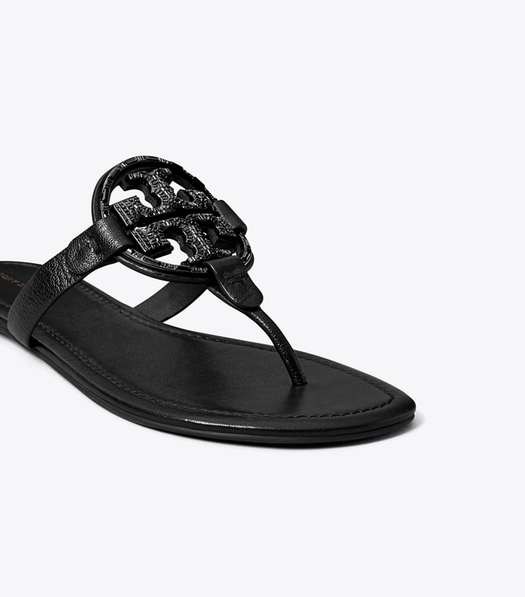 Tory Burch designer sandals Miller Deco Sandal in PERFECT BLACK angle