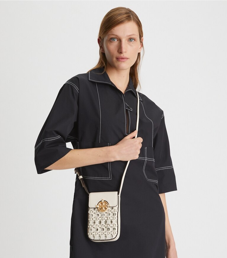 Tory Burch designer mini bags Miller Die-Cut Phone Crossbody  in NEW IVORY angle