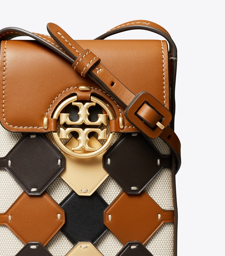 Tory Burch designer mini bags Miller Die-Cut Phone Crossbody in Neutral Multi angle