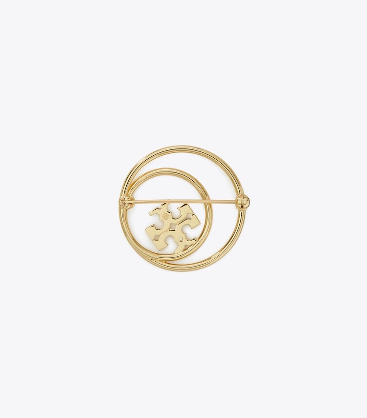 Tory Burch designer hair pins Miller Double Ring Brooch in Tory Gold back