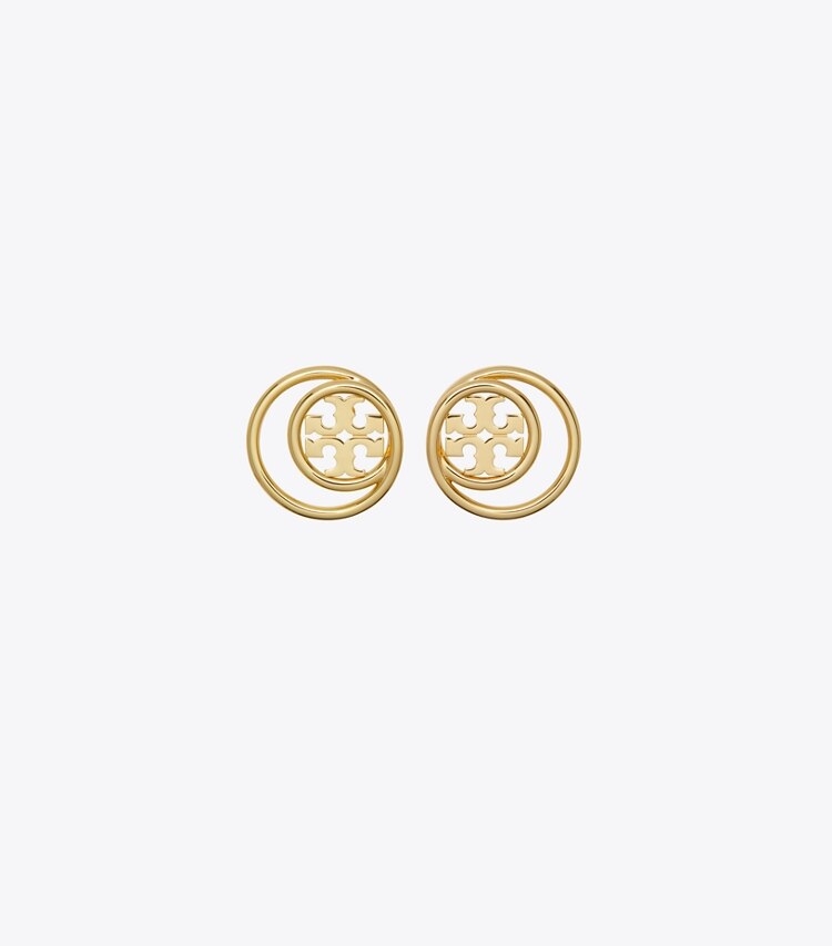Tory Burch designer earrings Miller Double Ring Stud in Tory Gold front