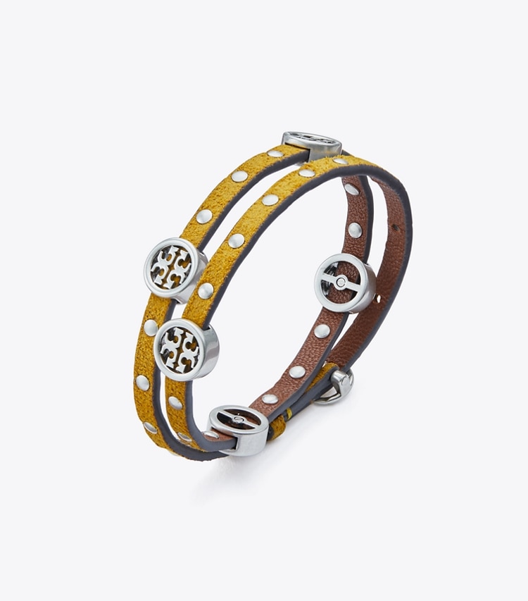 Tory burch double wrap hotsell logo bracelet