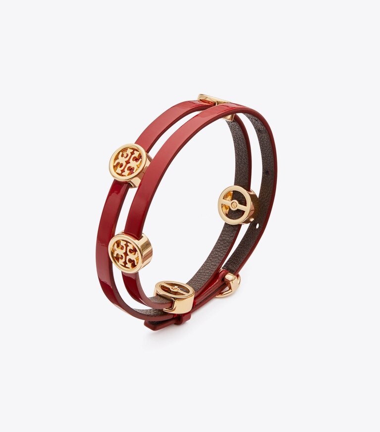 Tory Burch Logo Double Wrap Leather hot Bracelet