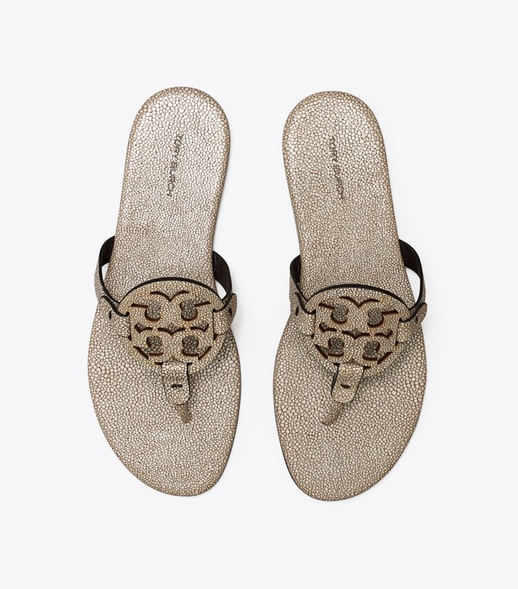 Tory Burch designer sandals Miller Embossed Leather Sandal in Razza Sand overhead