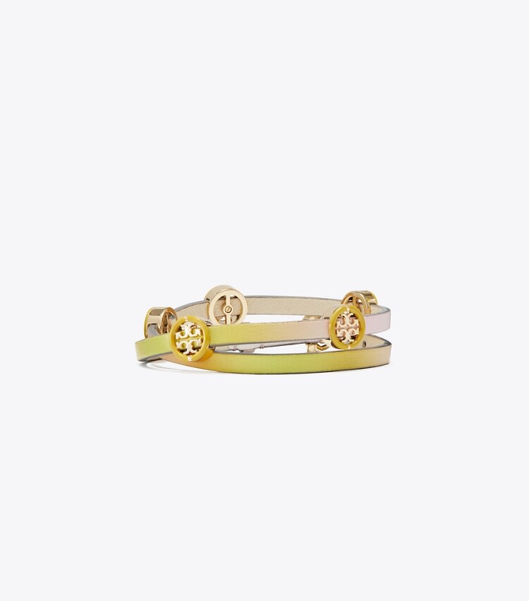 Tory Burch designer bracelets Miller Enamel Double-Wrap Bracelet in Tory Gold / Pink Multi front