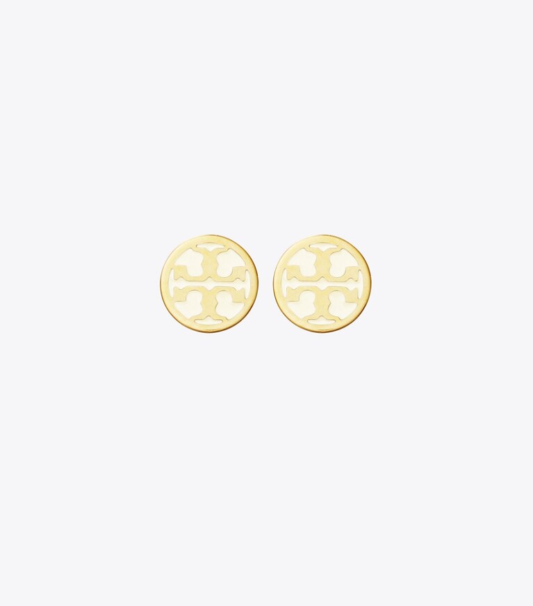 Tory Burch designer earrings Miller Enamel Stud Earring in Tory Gold / NEW IVORY front