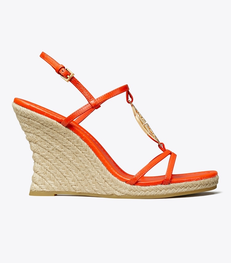 Tory Burch designer espadrilles Miller Espadrille Wedge in DESERT FLOWER ORANGE  / WHEAT side