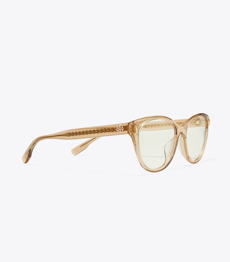 Tory Burch designer sunglasses & eyewear Miller Eyeglasses in TRANSPARENT BROWN detail