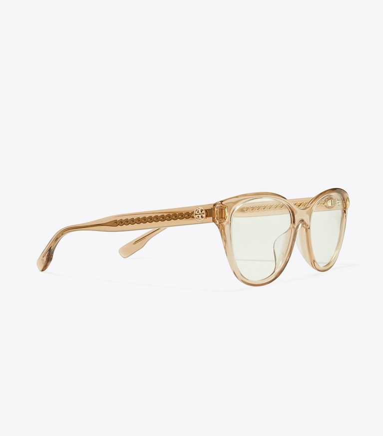 Tory Burch designer sunglasses & eyewear Miller Eyeglasses in TRANSPARENT BROWN front