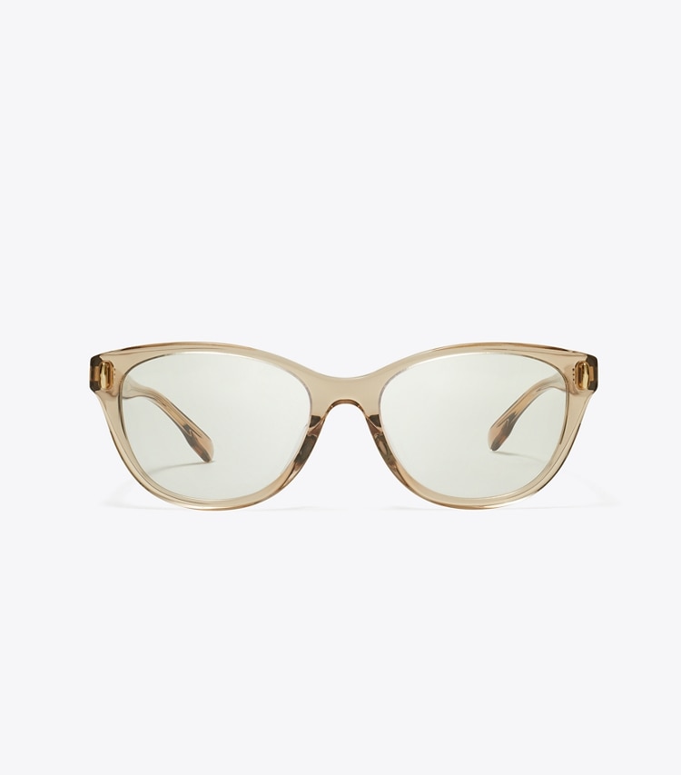 Tory Burch designer sunglasses & eyewear Miller Eyeglasses in TRANSPARENT BROWN front