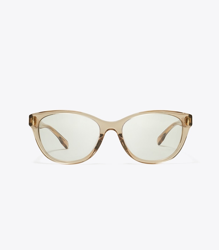Tory Burch designer sunglasses & eyewear Miller Eyeglasses in TRANSPARENT BROWN front
